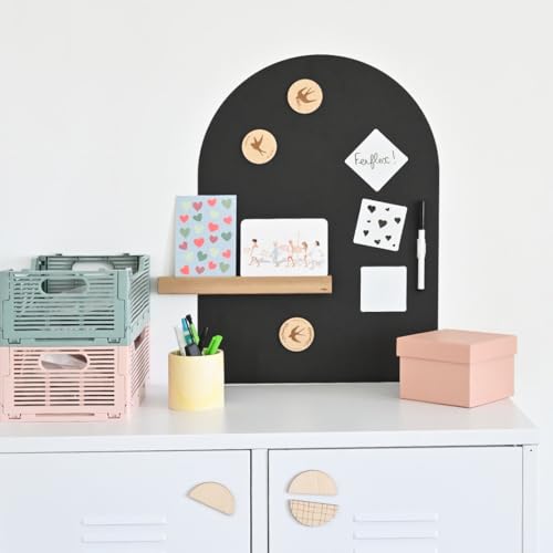 FERFLEX - Pizarra magnética - Arche - Pizarra borrable - Decoración mural con banda adhesiva magnética reposicionable - Se vende con 8 imanes plateados y 1 rollo de adhesivo magnético - 42x58cm.