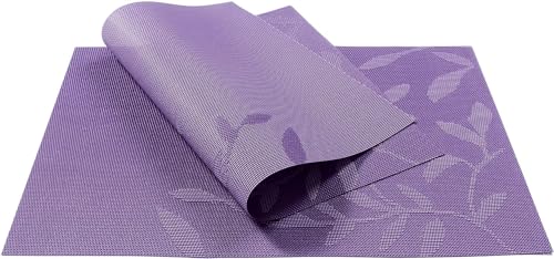 Image of Potency Table Mats Set of 4, Woven Placemate for Dining Table, Heat-Resistant Placemats Stain Resistant Anti-Skid Washable PVC Table Mats,Vinyl Placemats for Dining Kitchen Restaurant Table (C-Purple)