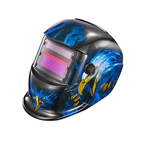Automatisch verdunkelnd Solar Schweißmaske Schweißhelm, 9-13 DIN Einstellbar, Verzögerte Dimmbar, 5 Stück Ersatzgläser, für MIG, MAG, Schweißen Schneiden (Amerikanischer Adler)