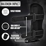 EVO Fitness Matte Black Shin Instep Guards Kickboxing Muay Thai MMA Training Pads Foam Protection Leg Foot Protector for Martial Arts Sparring Boxing Gear (XL, Black) - Image 2