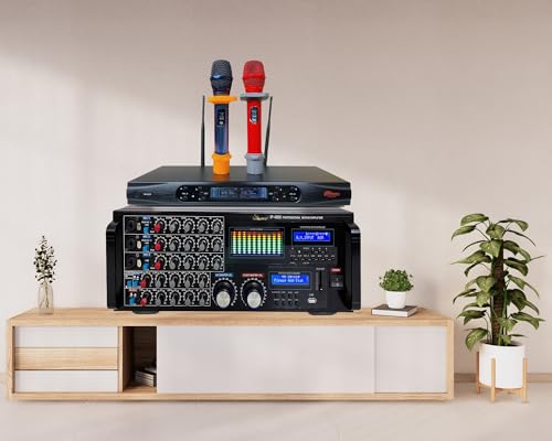 IDOLPRO IP-4000 3000W Professional Mixing Amplifier Plus UHF-X1 Dual Channel Wireless Microphones Karaoke Combo