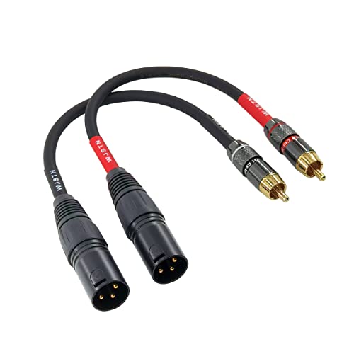 Suanqi RCA to XLR Cable XLR Male to RCA Male Audio Adapter Cable 4N OFC 20AWG Shielded Twisted Pair Oxygen-Free Copper Braid Conductors 2Pack (8 inches)
