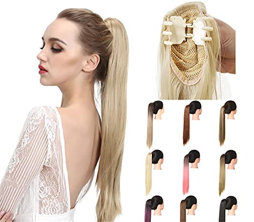 Hairpiece Claw In Ponytail Synthetic Fake Hair Extension Long Straight Afro Overhead Tail False Pigtail Blonde Clips Tail Dark Brown 26Inches #TOP2