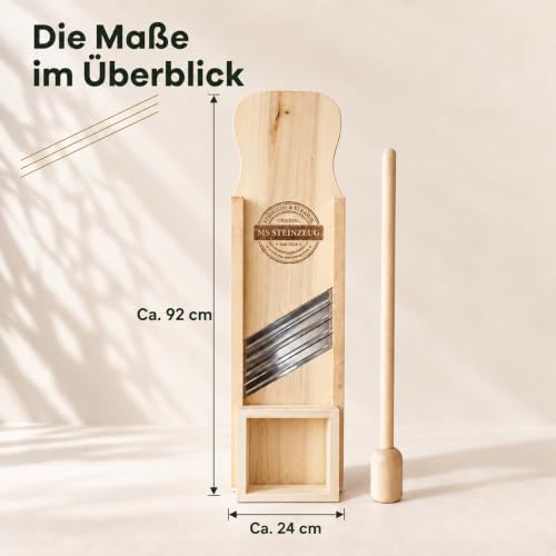Foto von MS-Steinzeug Krauthobel 92x24cm, 4 Edelstahlmesser, inkl. Krautstampfer