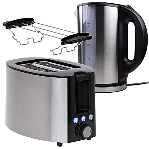 TronicXL 2-Schlitz Toaster 1000W mit Brötchen-Aufsatz + Wasserkocher Frühstück-Set Frühstücks-Set I Brot Toast mit…