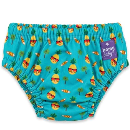 HOMYBABY® Costume da bagno pannolini lavabili riutilizzabili per neonati, mutandine da bagno a partire dai 6 mesi, pannolini da bagno per bambini lavabili (ananas, 12 – 24 mesi)