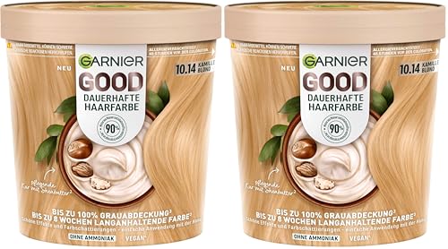 Garnier GOOD Dauerhafte Haarfarbe 10.14 Kamille Blond – Coloration ohne Ammoniak, vegane Formel, bis zu 100{17de6daa20805937a0dabb3106658b87e1d099f55428ebe517e989985cfeeaf8} Grauabdeckung, langanhaltende Farbe, mit angenehmem Duft, 1 Stk. (Packung mit 2)