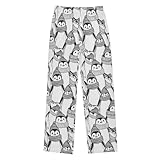 Hand Drawn Penguins Pajama Pants Pajama Bottoms Soft Sleep Pjs Lounge Pants M