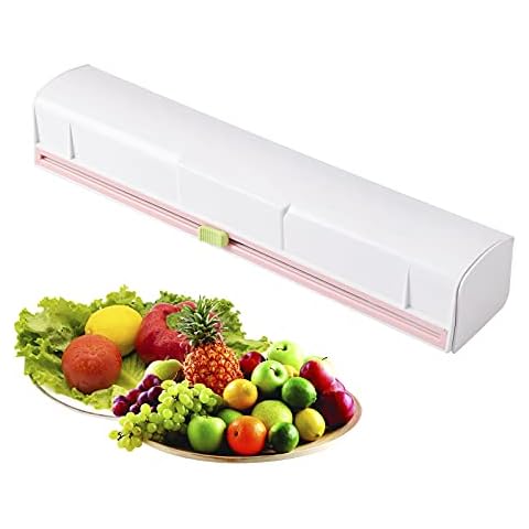 Cling Film Cutter, Reusable Food Plastic Wrap Dispenser with Slide Cutter Cover
