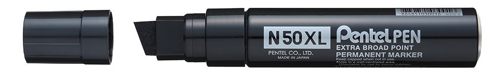 Pentel N50XL Extra Broad Point Permanent Marker Chisel Tip Black - Single Pen (N50XL-A)