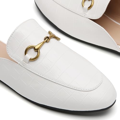 Image of Minorsu Buckle Mules for Women Flats Loafers Shoes for Work Office Business | Slip on,Round Toe,Backless,Slides, Casual