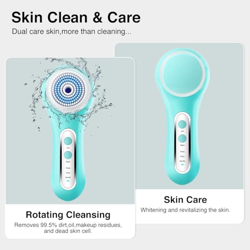 UMICKOO Face Scrubber Exfoliator,Facial Cleansing Brush Rechargeable IPX7 Waterproof with 5 Brush Heads,Electric Face Spin Brush for Exfoliating, Massaging and Deep Cleansing - Thumbnail 5