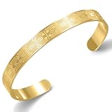 VASSAGO Pulsera de cruz de Jerusalén de acero inoxidable con colgante de cruz de cruzado, declaración religiosa, amuleto de oración, regalo para mujeres y hombres, Adjustable, Acero inoxidable, Sin