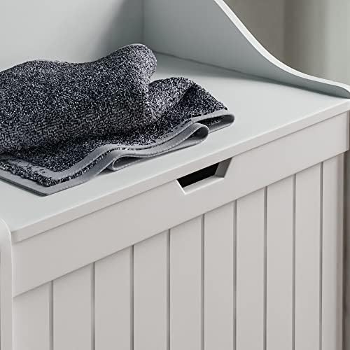 Home Discount Bath Vida Priano Bathroom Laundry Cabinet Storage Cupboard Chest Bin Wooden Basket Unit, White