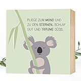 koala bilder lustig  Wunderpixel® Holzbild Kuschel-Koala - 15x15x2cm zum Hinstellen/Aufhängen, echter Fotodruck mit Spruch auf Holz - Wand-Bild Aufsteller Kinderzimmer zur Dekoration oder als Geschenk-Idee - Koala-bär