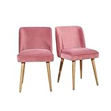  Robin des bois - Apolline : Lot de 2 chaises en hévéa et Velours Rose Pivoine