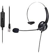 AGPtEK Hands-Free Call Center Noise Cancelling Corded Monaural Headset Headphone for Desk Teleph...