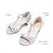 DREAM PAIRS Girls Sandals Ankle Strap T-Strap Low Heel Pearl Bow Flower Pump Dress Wedding Party Shoes for Little Kid/Big Kid,Size 4 Big Kid,Silver,KKUMHS2501