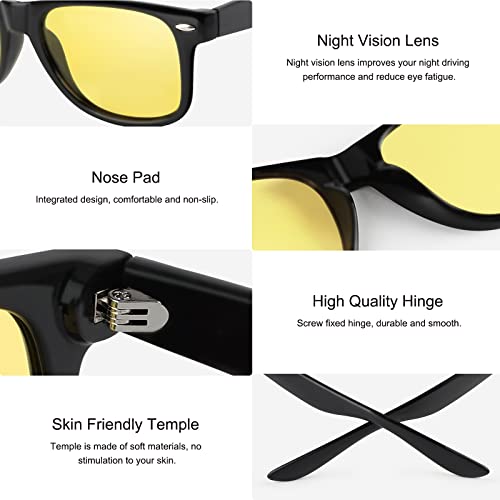 Wzerry Night Vision Glasses for Women Men, Polarized Night Driving Glasses Anti-Glare HD Yellow Lens Enhance Vision3