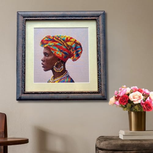 Image of RIOLIS - Amazing Women. Africa 2164, Valentine Cross Stitch Kits 11 inchx11, Cross Stitch Kits for Beginners & Advanced, Crossstitching Kit Adult, Embroidery Counted Stitching Kit