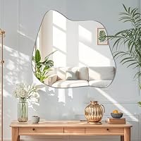 JMITHA Wandspiegel Asymmetrisch Spiegel Asymmetrisch Wandspiegel Selbstklebend Asymmetrischer Spiegel Badezimmerspiegel HD Glas Tischspiegel – Ansicht 3