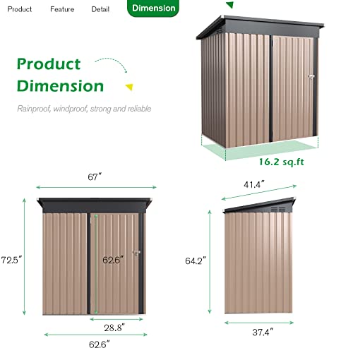 U-Max 5 X 3Ft Outdoor Storage Shed, Small Storage Shed With Single Lockable Door, Lean To Shed & Tool Shed For Backyard, Patio, Lawn #TOP5