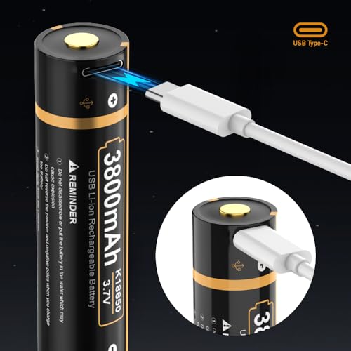 BOANV USB-C Akku 3.7V Wiederaufladbare(MODEL-IB6S0),3800 mAh 2PCS Akku für LED Stirnlampe,Fernbedienung,Ferngesteuertes Auto HW (Mit USB-C-Ladefunktion kompatibel)
