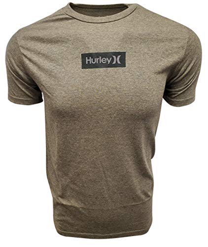 Hurley Men's Crew-Neck Small Box T-Shirt (Medium, Olive Heather)
