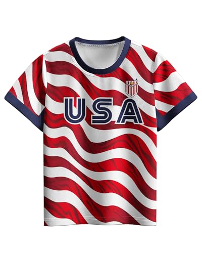 Soccer Jersey Shirt for Kids Fan 2026 National Team Tshirt Football Game Day Top Clothes for Boys Girls 5-12 Years Red
