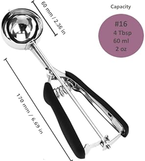 Stainless Steel Cookie Scoop, 18/8 - 4 tbsp/60ml/2oz Capacity, Ice Cream & Cupcake Scooper
