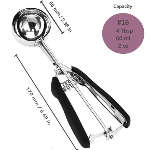 Stainless Steel Cookie Scoop, 18/8 - 4 tbsp/60ml/2oz Capacity, Ice Cream & Cupcake Scooper