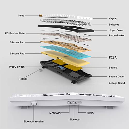 Kxrors Feker Alice 65% Gasket Ergonomic Mechanical Keyboard-Wireless/Wired/2.4Ghz 3 Mode Customized Programmable Keyboard With Gateron Pro Switches, 69 Key Knob Keyboard With Rgb Backlit(Black) #TOP7