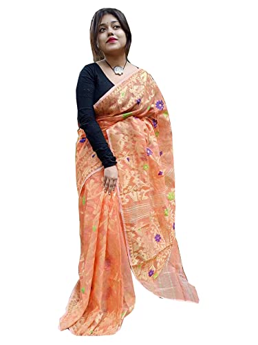 Sari Jamdani floral con hilos de Zari auténtico para festival Eid y eventos