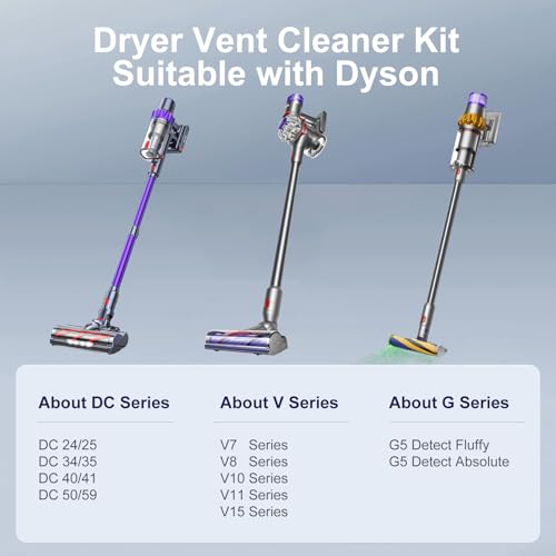 Image of Dryer Lint Vacuum Attachment Compatible with Dyson V15 V12 V11 V10 V8 V7 Gen5 Cordless Vacuum Cleaner, Flexible Dryer Vent Cleaner Kit Lint, The switch lock, so you don't need press the switch tightly