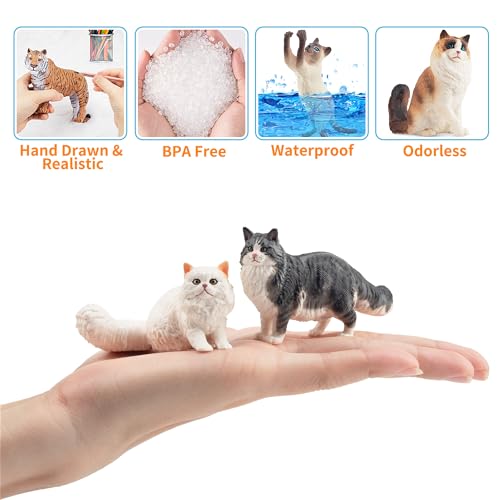 EYSCOTA 12PCS Realistic Cat Figurines, Plastic Cat Figure, Cat Cake Topper Kitten Toy Christmas Birthday Gift for Kids and Children