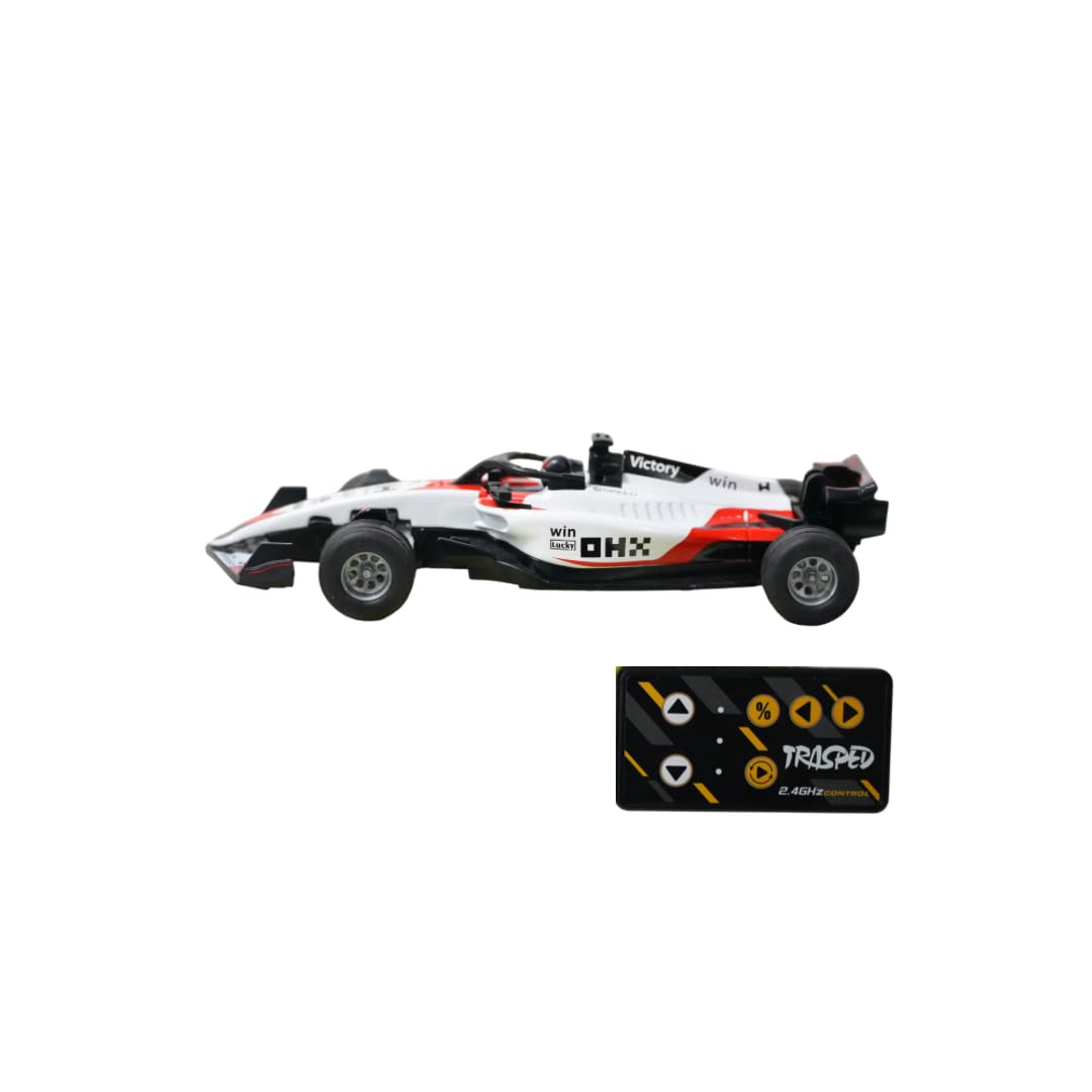 TRASPED 1:64 F1 RC Car with packaging and remote control layout