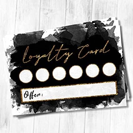 Loyalty Cards Beauty Lashes Nails Business (Pack of 50) (Black & Gold)