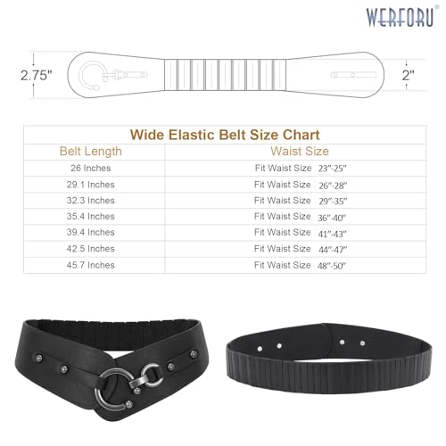 Werforu Women Vintage Wide Elastic Thick Stretch Belt With Interlock Buckle For Dress Halloween thumb #4