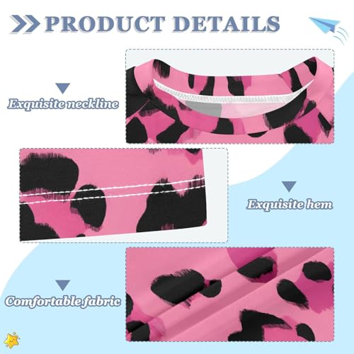 ALAZA Kids Rash Guard Girls Boys Toddler Swim Shirts Short Sleeve Rose Leopard Cheetah UPF 50+ 3T3