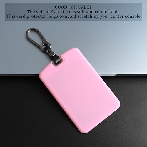 TANDRIVE 2PCS Silicone Key Card Holder Case Compatible with Tesla Model 3 Model Y Cybertruck and Rivian，Key Protector Cover Accessories Including Key Chain, Black and Pink by TANDRIVE - Image 3