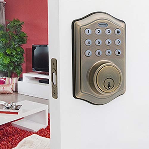 Honeywell Safes & Door Locks - 8712109 Electronic Entry Deadbolt With Keypad, Antique Brass, 2.9 X 2 X 6.2 Inches #TOP3