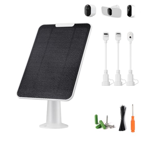 Image of Solar Panel Charger Compatible with Essential Series, Pro 6 /6 XL /5S /4 /3, Go 2, Ultra Series & Wireless Floodlights, 6V 5W Solar Panel for Arlo Security Camera, P65 Weatherproof, 9.8ft Cable, 1 Pack
