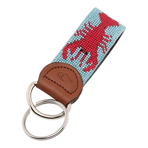 Image of Leather Hand-Stitched Needlepoint Key Fob or Key Chain