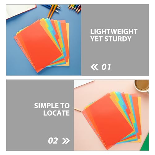 Separadores de carpeta con pestañas verticales PRETYZOOM de plástico resistente, 6 juegos 3