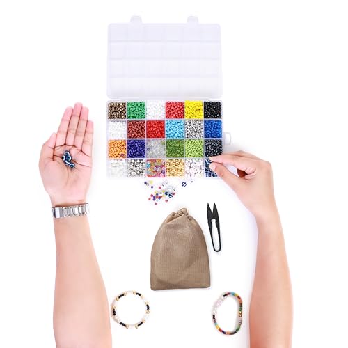 Image of ambitieux Bracelet Making Kit with 2900+ Pcs - Seed Beads, Evil Eye, Alphabet, Metallic, Tools & Pouch for Girls DIY Jewelry Craft Birthday Gift for Girls 2 3 4 5 6 7 8 9 Years