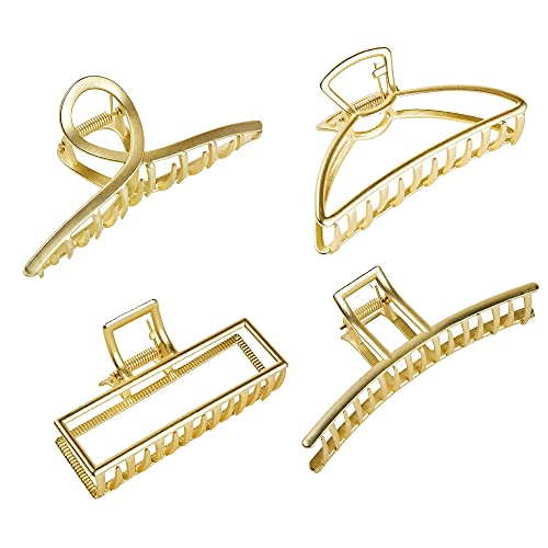 Hair Claw Clips, Charyeah Strong Hold Hair Clips for Thick Hair, 4 Set Hair Clips For Women Nonslip Metal Big Hair Catch Barrette Jaw Clamp For Girls