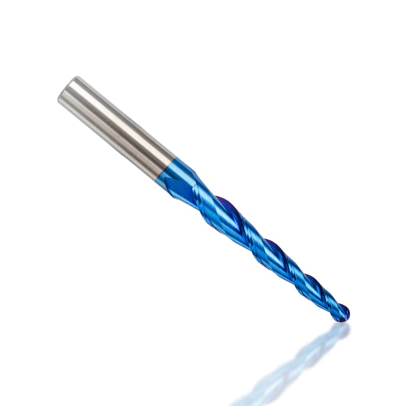 4pcs 2-Flute Tapered Ball Nose Spiral End Mill R0.25-1.0 Carbide Milling Cutter CNC Router Bit Wood Cutters Tools 2D and 3D Engraving Carving Woodworking Bits