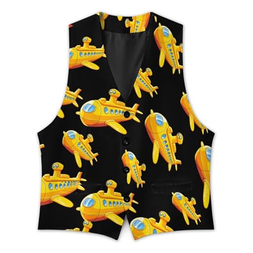 Funny Submarine Men's Suit Vest Slim Fit Business Dress Party Pattern Waistcoat Vest Top3