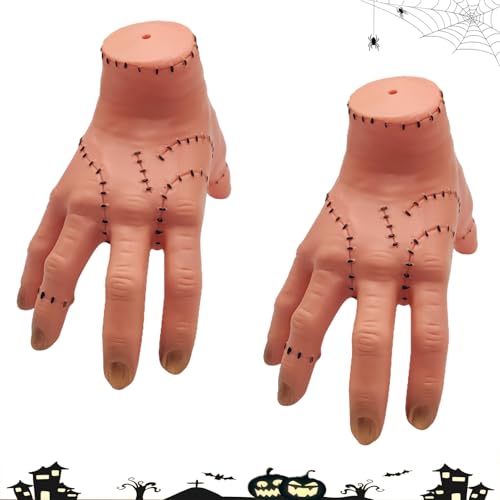 XILEPINGAN Mão realista de látex, mãos frias, mãos látex, mãos escarlate realistas, acessório ideal para decoração de Halloween e festa da família Addams