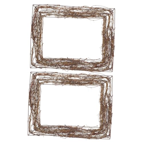 Base de couronne rotin naturel 2 pieces cadre rigide pour composition florale - 2